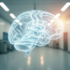 Imagen conceptual de un cerebro iluminado simbolizando la claridad en el diagnóstico y la esperanza en la detección temprana de tumores cerebrales.