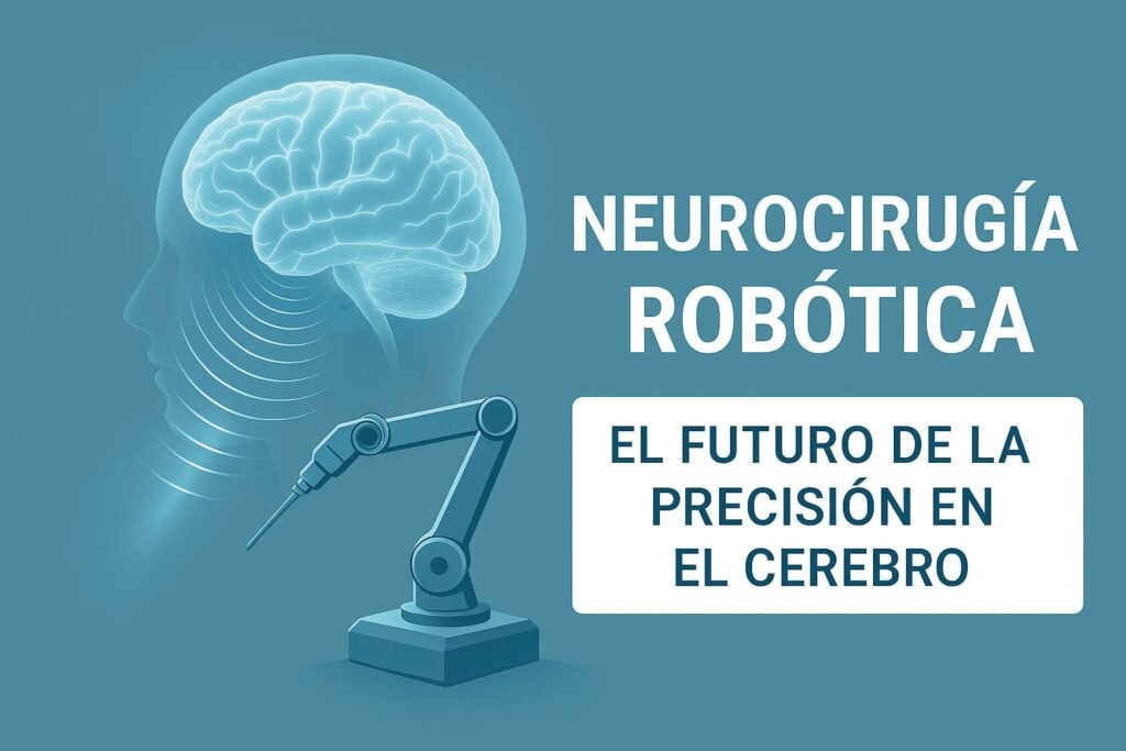 neurocirugía robótica mostrando un robot quirúrgico operando con precisión el cerebro humano