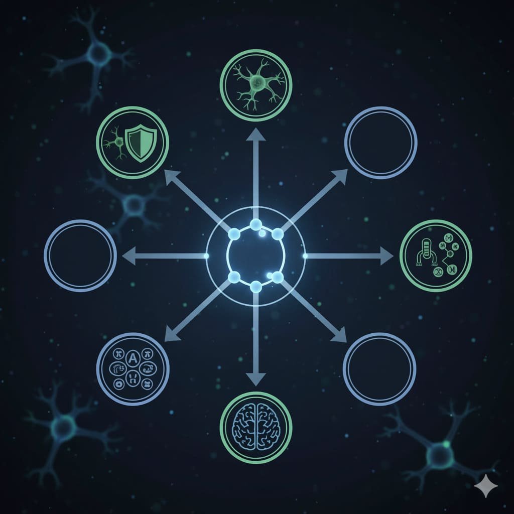 Diagrama de acción de Cerebrolysin en el cerebro con ACV hemorrágico