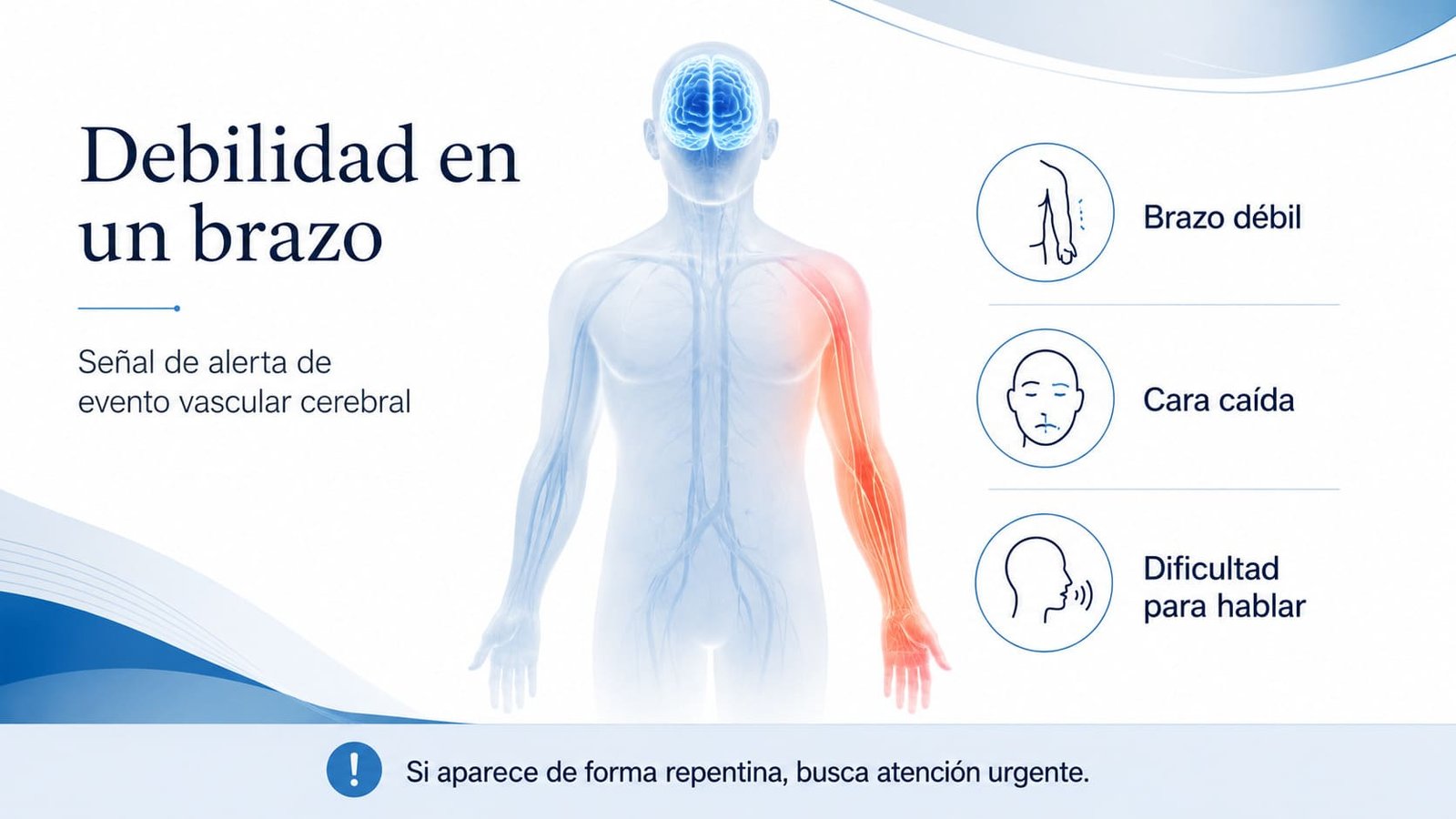 Debilidad en un brazo como señal de alerta de evento vascular cerebral