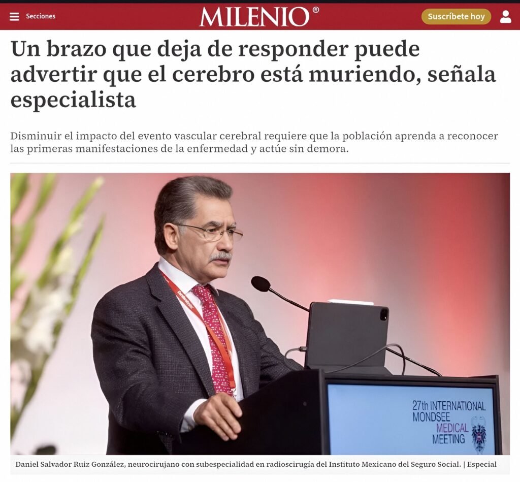 Dr. Salvador Ruiz citado en Milenio sobre debilidad en un brazo como señal de evento vascular cerebral