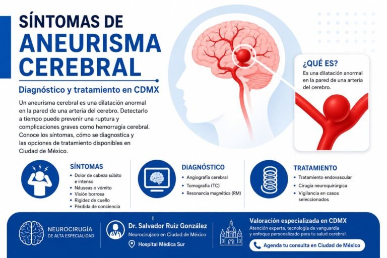 síntomas de aneurisma cerebral, diagnóstico y tratamiento en CDMX